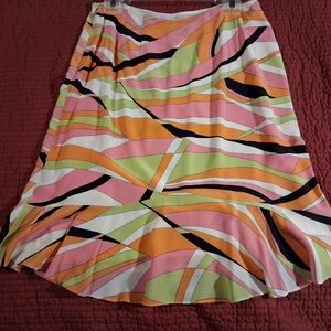 Talbots 100% Silk Abstract Print Midi Skirt Womans Sz. 10